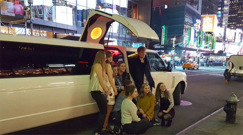 melville kids in a limo